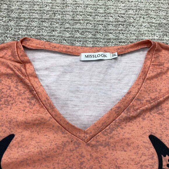 MISSLOOK Shirt Women Size 3XL Orange Bull Graphic Print V-Neck T-Shirt - Picture 3 of 9
